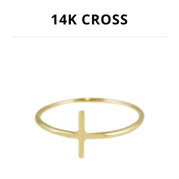 LUMO size 4.5 handcrafted cross ring, 14K gold - Picture 1 of 2